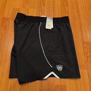 adidas Solid Color Straight Casual Straight Basketball Shorts Black HI5822 Sz L